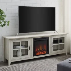 Wash Windowpane Fireplace Cabinet-Kirkland's Home Online