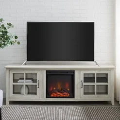 Wash Windowpane Fireplace Cabinet-Kirkland's Home Online