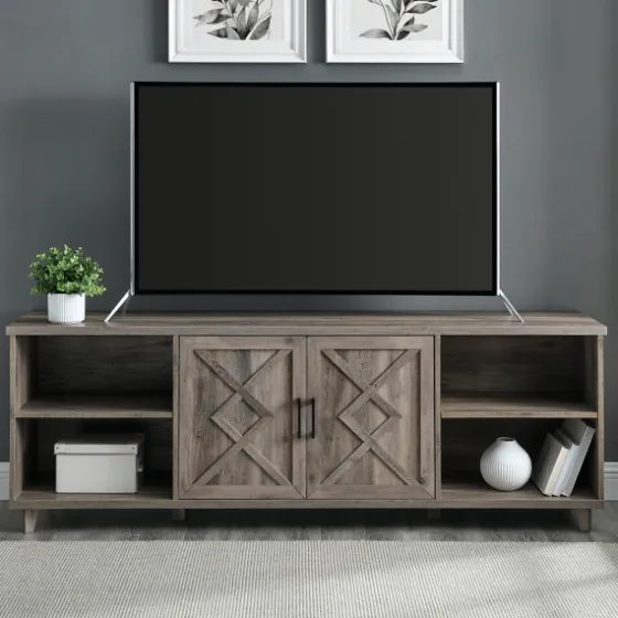 Wash Wood Helix Open Shelf Tv Stand-Kirkland's Home Discount