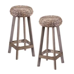 Wash Woven Hyacinth Bar Stools, Set Of 2-Kirkland's Home Best