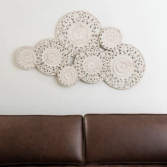 Washed Abstract Carved Plates Wall Plaque-Kirkland's Home Hot
