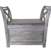 Washed Acacia Wood Storage Bench With Arms-Kirkland's Home Sale