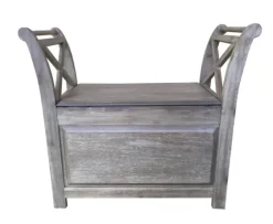 Washed Acacia Wood Storage Bench With Arms-Kirkland's Home Sale