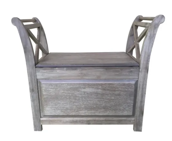 Washed Acacia Wood Storage Bench With Arms-Kirkland's Home Sale