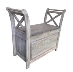Washed Acacia Wood Storage Bench With Arms-Kirkland's Home Sale