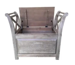 Washed Acacia Wood Storage Bench With Arms-Kirkland's Home Sale