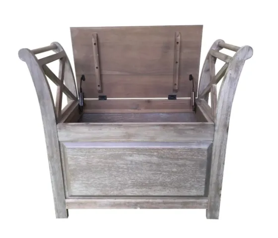 Washed Acacia Wood Storage Bench With Arms-Kirkland's Home Sale