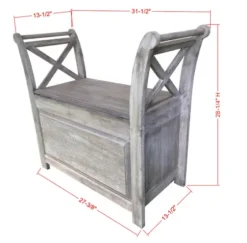 Washed Acacia Wood Storage Bench With Arms-Kirkland's Home Sale