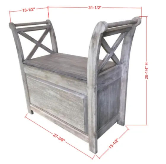 Washed Acacia Wood Storage Bench With Arms-Kirkland's Home Sale