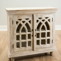 Washed Arched Wooden Cabinet-Kirkland's Home Shop