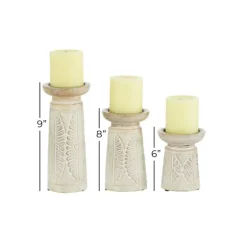 Washed Carved Wood Candle Holders, Set Of 3-Kirkland's Home Best