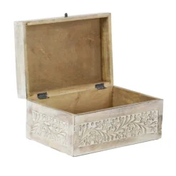 Washed Floral Carved Wood Boxes, Set Of 3-Kirkland's Home Shop