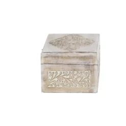 Washed Floral Carved Wood Boxes, Set Of 3-Kirkland's Home Shop