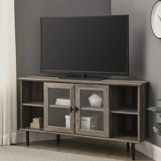 Washed Glass Door Corner Tv Stand-Kirkland's Home Fashion