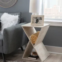 Washed Mango Wood Hourglass Accent Table-Kirkland's Home Outlet