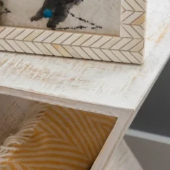 Washed Mango Wood Hourglass Accent Table-Kirkland's Home Outlet