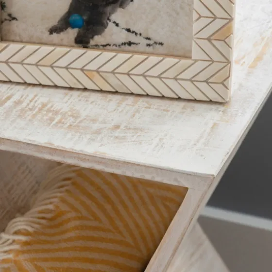 Washed Mango Wood Hourglass Accent Table-Kirkland's Home Outlet
