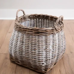 Washed Melanie Round Belly Wicker Basket-Kirkland's Home Online