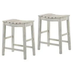 Washed Saddle Seat Counter Stools, Set Of 2-Kirkland's Home Discount