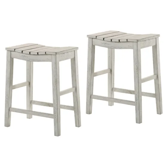 Washed Saddle Seat Counter Stools, Set Of 2-Kirkland's Home Discount