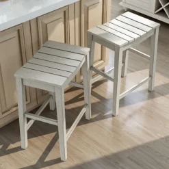 Washed Saddle Seat Counter Stools, Set Of 2-Kirkland's Home Discount