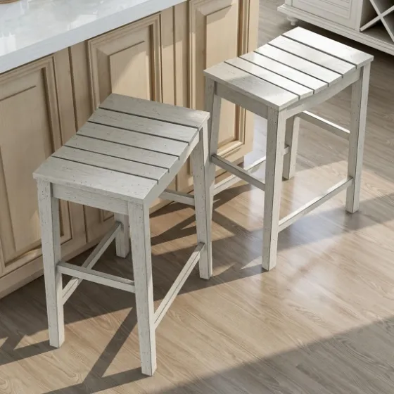 Washed Saddle Seat Counter Stools, Set Of 2-Kirkland's Home Discount