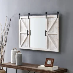 Washed Sliding Barn Door Wall Mirror-Kirkland's Home Clearance