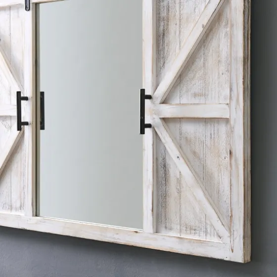 Washed Sliding Barn Door Wall Mirror-Kirkland's Home Clearance