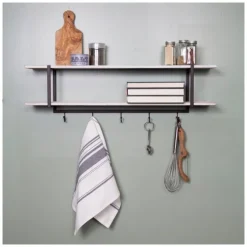 Washed Two Tier Metal And Wood Wall Shelf-Kirkland's Home Cheap