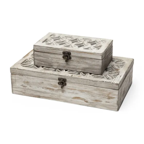Washed Wood Boxes, Set Of 2-Kirkland's Home Online