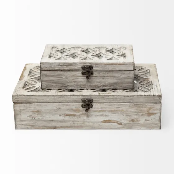 Washed Wood Boxes, Set Of 2-Kirkland's Home Online
