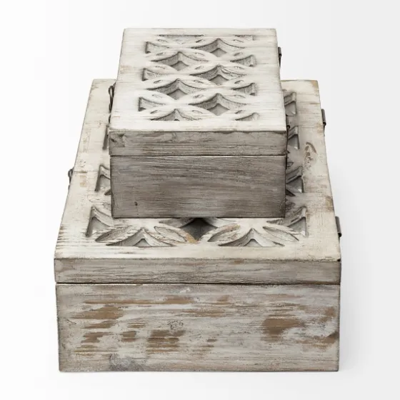 Washed Wood Boxes, Set Of 2-Kirkland's Home Online