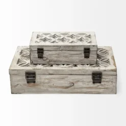 Washed Wood Boxes, Set Of 2-Kirkland's Home Online