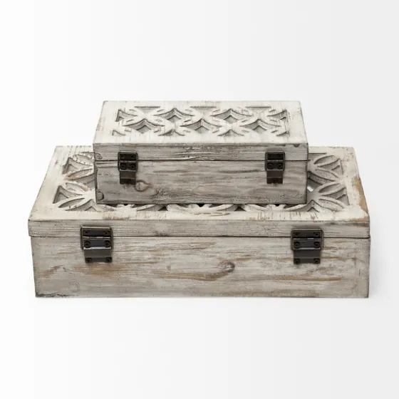 Washed Wood Boxes, Set Of 2-Kirkland's Home Online