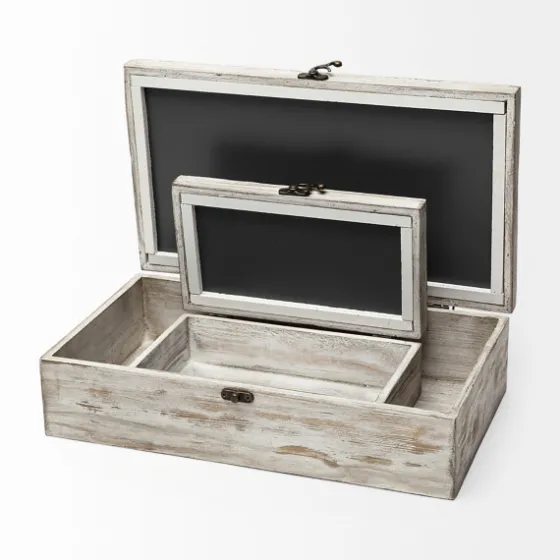 Washed Wood Boxes, Set Of 2-Kirkland's Home Online