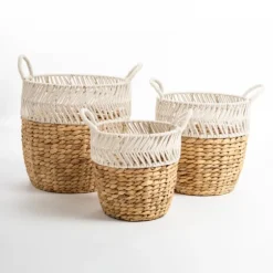Water Hyacinth Color Block Baskets, Set Of 3-Kirkland's Home Cheap