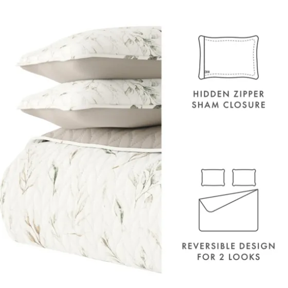 Watercolor Leaves Reversible 2-Pc. Twin Quilt Set-Kirkland's Home Outlet