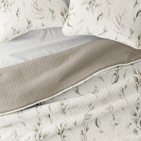 Watercolor Leaves Reversible 3-Pc. Queen Quilt Set-Kirkland's Home Store