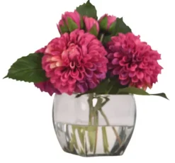 Watered Magenta Dahlia Bouquet In Glass Vase-Kirkland's Home Store