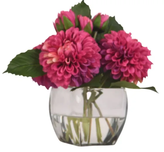 Watered Magenta Dahlia Bouquet In Glass Vase-Kirkland's Home Store