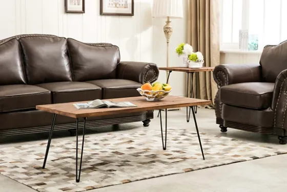 Weather Fir Wood And Hairpin Legs Coffee Table-Kirkland's Home Clearance