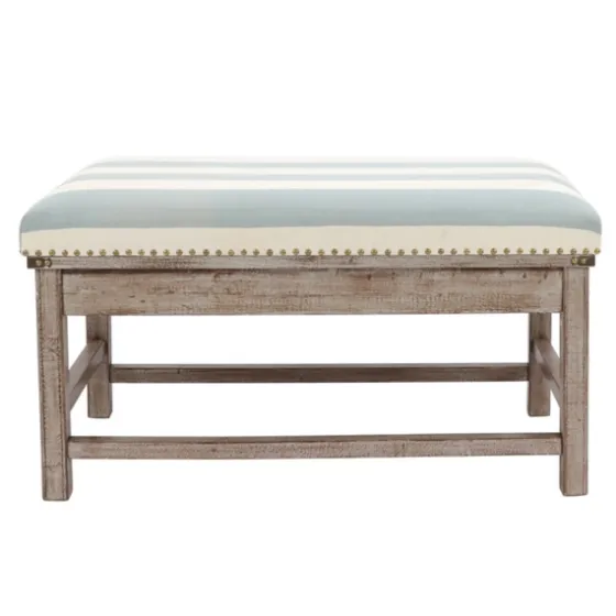 Weathered Blue And White Striped Bench-Kirkland's Home Best