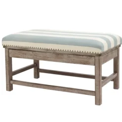 Weathered Blue And White Striped Bench-Kirkland's Home Best