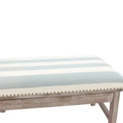 Weathered Blue And White Striped Bench-Kirkland's Home Best