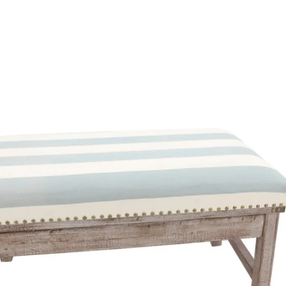 Weathered Blue And White Striped Bench-Kirkland's Home Best