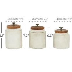 Weathered Ivory Jars With Wooden Lids, Set Of 3-Kirkland's Home Cheap