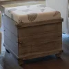 Weathered Square Seashell Storage Ottoman-Kirkland's Home New