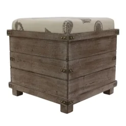 Weathered Square Seashell Storage Ottoman-Kirkland's Home New