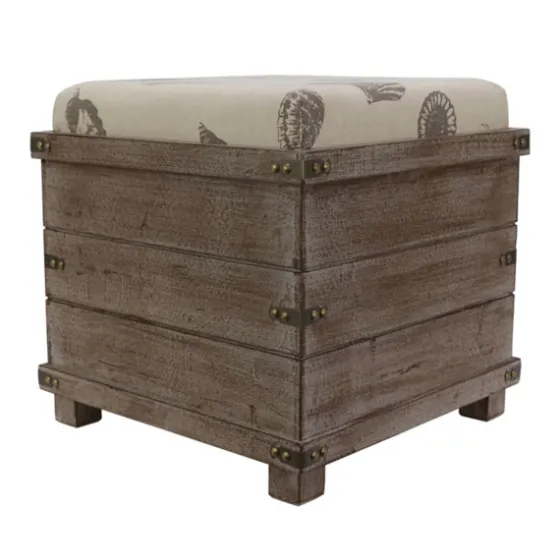 Weathered Square Seashell Storage Ottoman-Kirkland's Home New