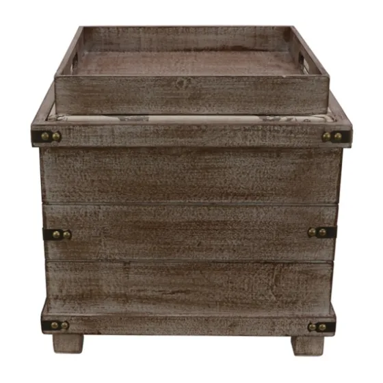 Weathered Square Seashell Storage Ottoman-Kirkland's Home New